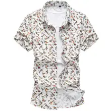 Большие размеры 6XL 7XL брендовая новая стильная рубашка мужская повседневная модная цветная рубашка с короткими рукавами с цветочным принтом мужские хлопковые рубашки высокого качества