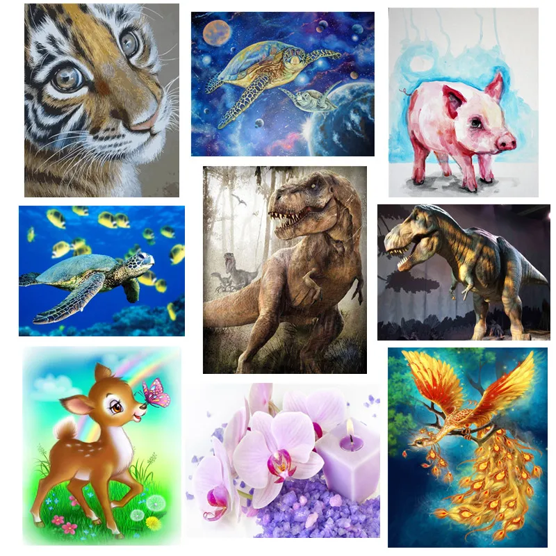 

5D DIY Diamond Painting Cross Stitch Dinosaur Sea Turtle Diamond Embroidery Round Wall Decor Natural Animals Hobby Gifts