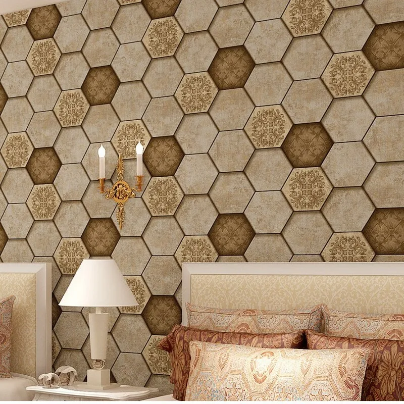 

Free Shipping Retro Honeycomb Industrial Style Wallpaper Personality Fashion Bar KTV Cafe living room Background Wallpaper