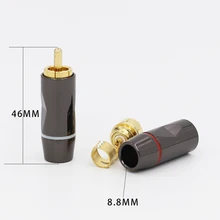 1Set 24k Solder Gold plated RCA Connectors Gold Plated RCA Plug Audio Male Connector Cables