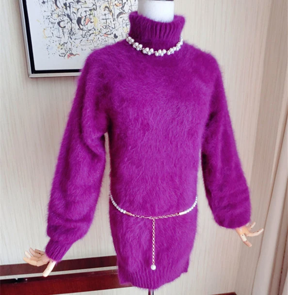 Женский вязаный свитер из натурального норкового кашемира, водолазка, пуловеры, натуральный норковый кашемировый свитер wsr289