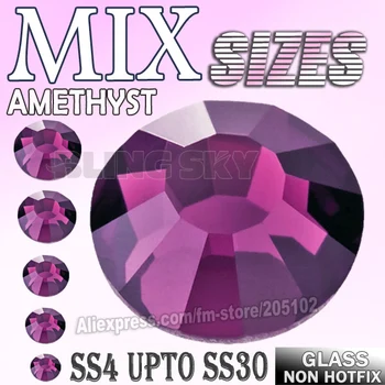 

Mix Sizes SS3-SS30 Amethyst 3D Nail Art Rhinestones for DIY manicure designs Non HotFix crystals glitters strass stones on nails