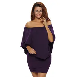 Новые пикантные фиолетовые Блестки вечерние платье Для женщин рукавов сетки пончо клуб платье элегантный офис, женское облегающее работа