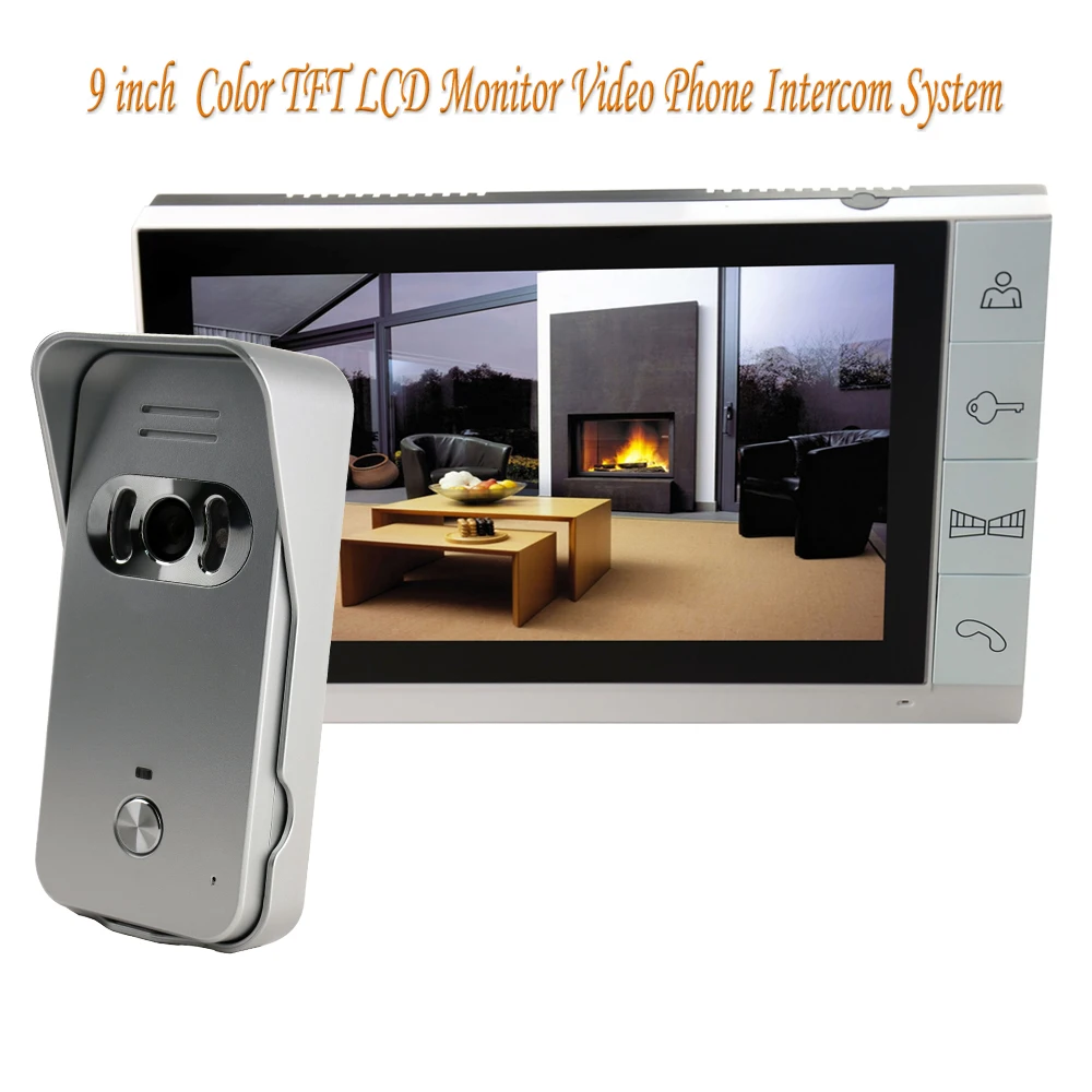 Big 9 inch Color TFT LCD Monitor Video Door Phone Doorbell Intercom System 700TVL Night Vision Camera For Home Security