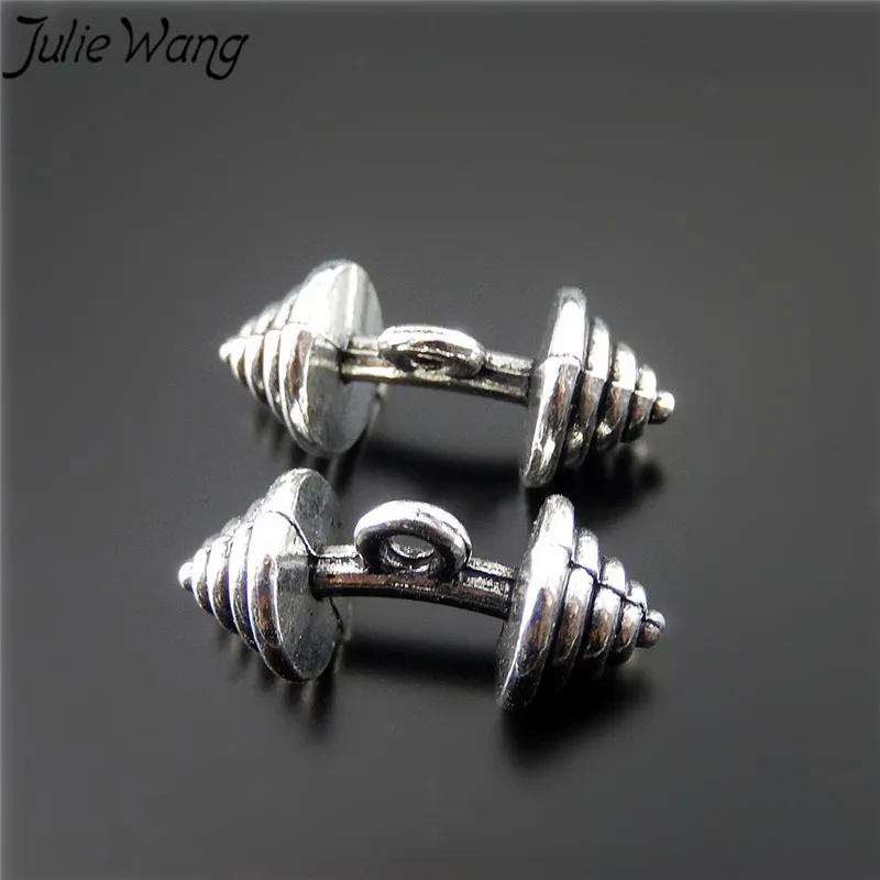 

Julie Wang 20pcs/pack Alloy Ancient Silver Fitness Theme Barbell Shape Pendant Jewelry Accessories DIY Gym Anniversary Souvenir