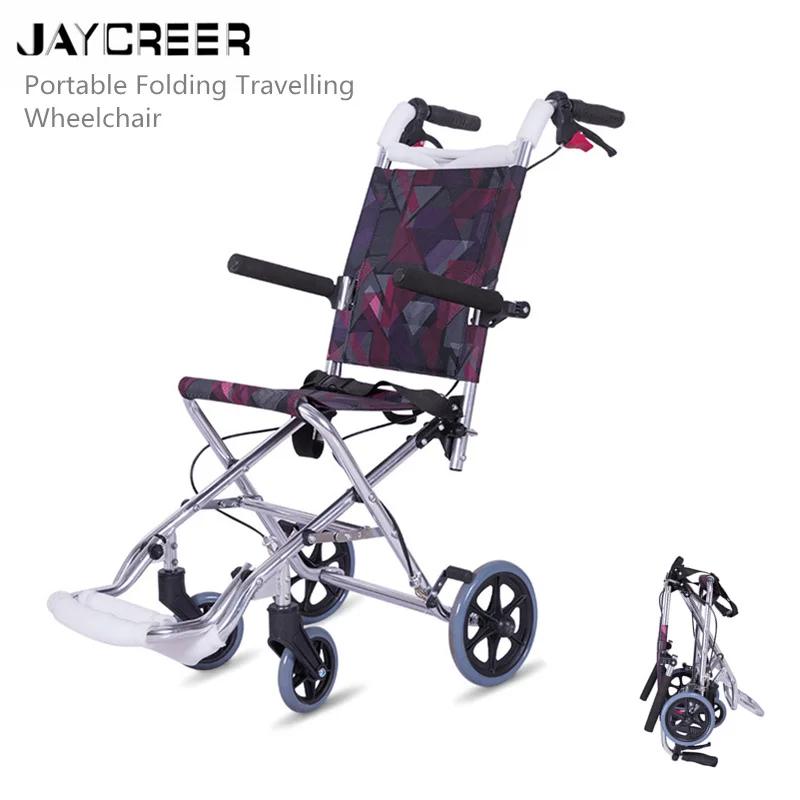 

JayCreer 8KGS Travelling Wheelchair Lightweight Transport Wheelchair Seat Width 34CM Seat Height49CM Load 75KGS Wheel 14.5/20CM