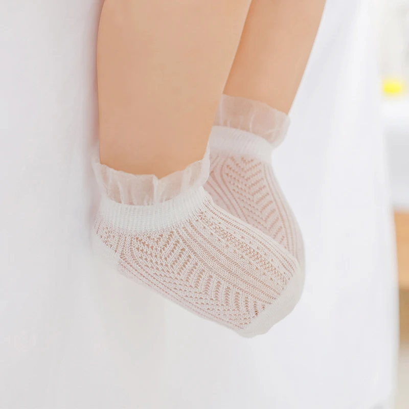 Кружевное платье принцессы для новорожденных и для маленьких девочек носки длина до лодыжки для девочек сетчатые хлопковые летние Носки для новорожденных детей для девочек 0-3 лет, наборами по 2 пары