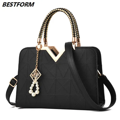 Bestформа дизайн женская сумка для телефона карман женская сумка через плечо винтажная женская сумка кожаные сумки - Цвет: Black