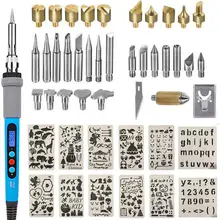 44Pcs Wood Burning Kit with LCD Display Pyrography Adjustable Temperature Wood Craft Burner Tool with 10pcs Drawing template