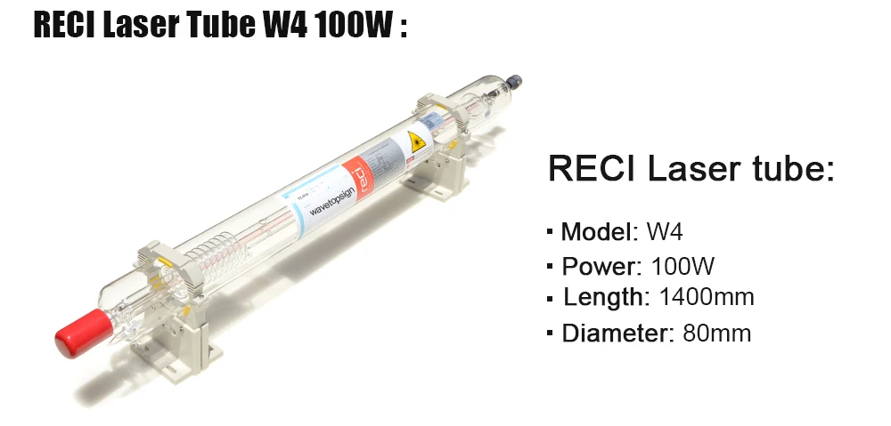 Лазерная трубка Reci W4 100 Вт и лазерный блок питания Reci 100 Вт DY13 используется для лазерного гравера