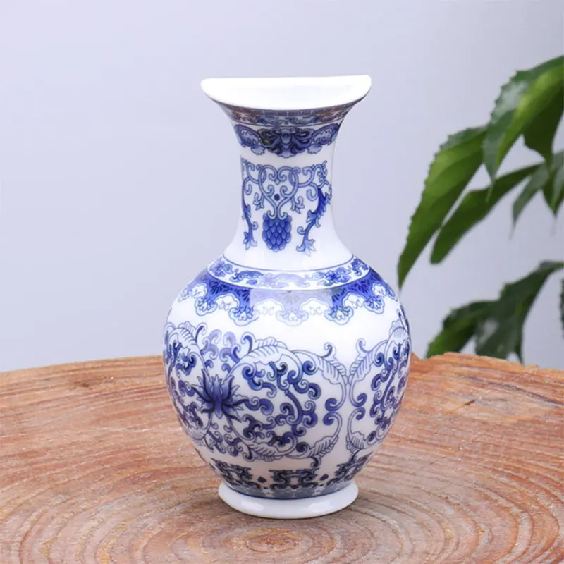 Home Decorations Vase Blue and White Porcelain Crafts Size: Height 36 cm. Double-Ear Porcelain Ornaments Living Room 