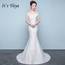 

It's YiiYa Wedding Dress Skinny Trumpet Wedding Dresses Sexy Boat Neck Floor Length Bride Frock Vestidos De Noiva Casamen XXN201