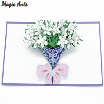 

A bouquet of gardenia flowers 3D Pop-Up Card Birthday Gift with envelope sticker laser cut invitation Greeting Card postcard