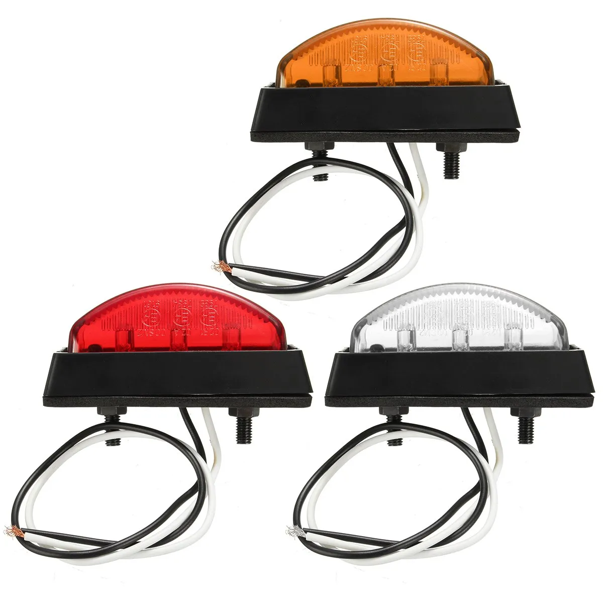 

6LED Red White Amber 6 LED Clearence Truck Bus Trailer Side Marker Indicators Light Lamp Lorry Caravan 12V 24V E4