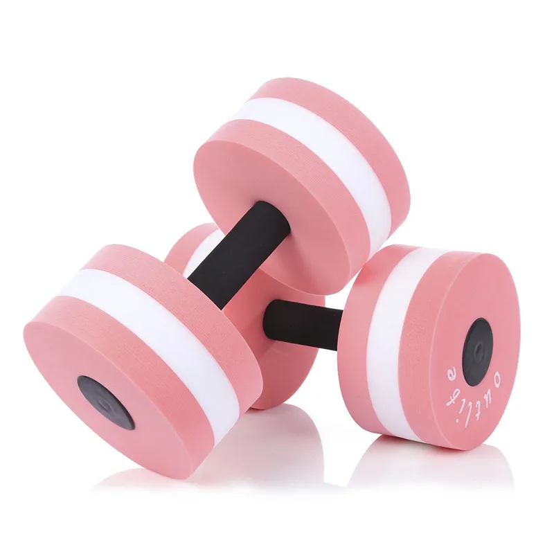 Water Aerobics Dumbbell Weights Swimming Pool Exercise Set Workout EVA Dumbbell Medium Aquatic Barbell Fitness Training 1 Pair - Цвет: Розовый