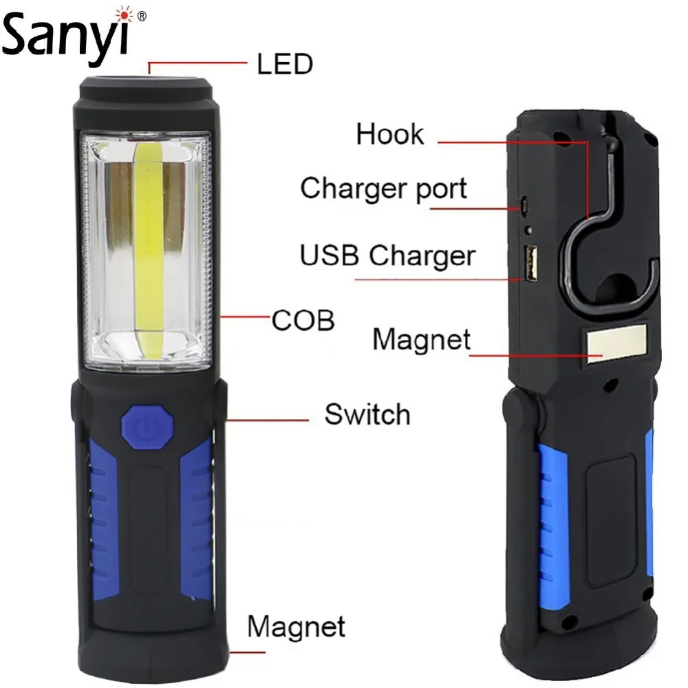 RU мощный портативный 1000 люмен COB светодиодный светильник с магнитной подзарядкой рабочий светильник на 360 градусов стоячий подвесной фонарь для работы