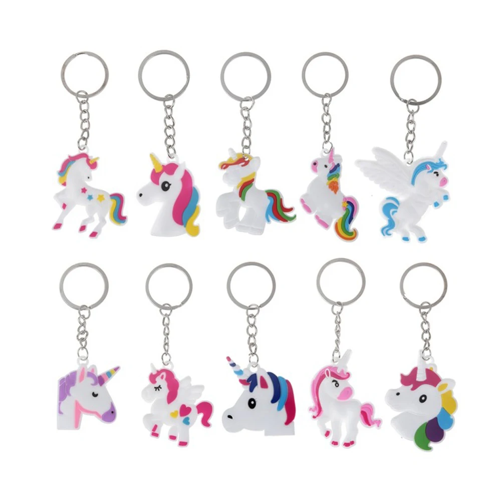 Trendy Diy Cute Fairytale PVC Unicorn Keychain Multi-style Horse Key Rings Holder Alloy Key Chain For Woman Girls Gift Jewelry