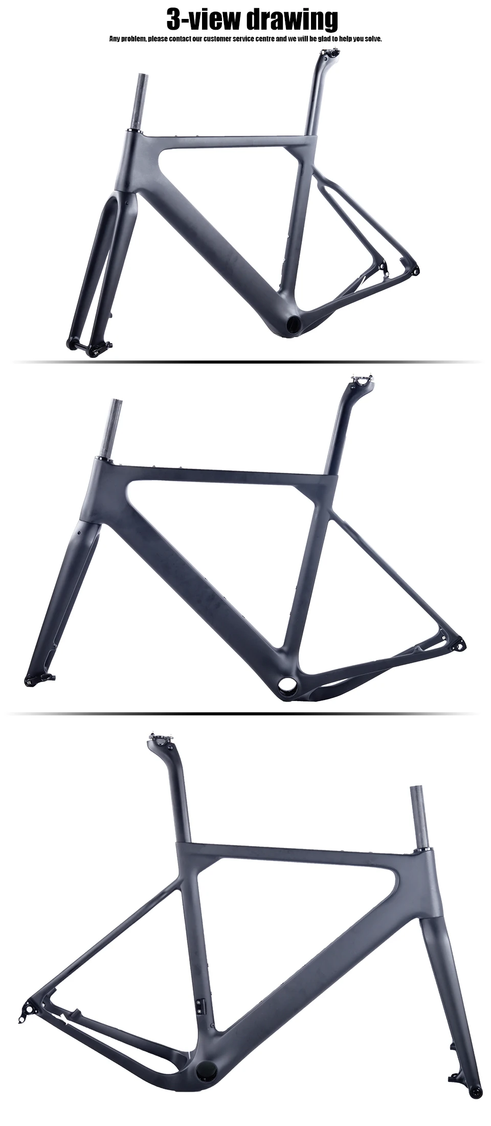 Clearance 2018 NEW arrival Aero Road or MTB Bike Frame S/M/L size Cyclocross Frame Disc Bike Carbon Gravel frame QR or thru axle 14