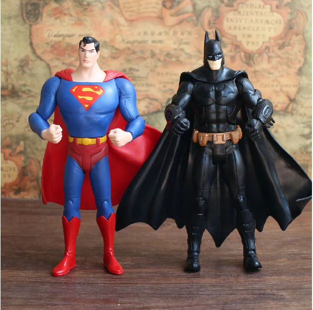 

Free Shipping Super Hero Batman + Superman PVC Action Figures Toys 7"18cm 2pcs/set HRFG188