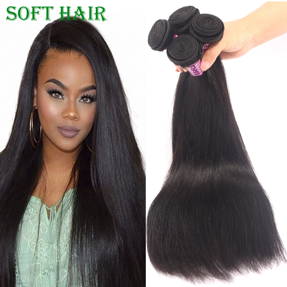 

Hot Sale 7A Unprocessed Indian Virgin Hair Straight 4 Bundles Soft Hair Products Straight Natural Color 8"-30" in stock