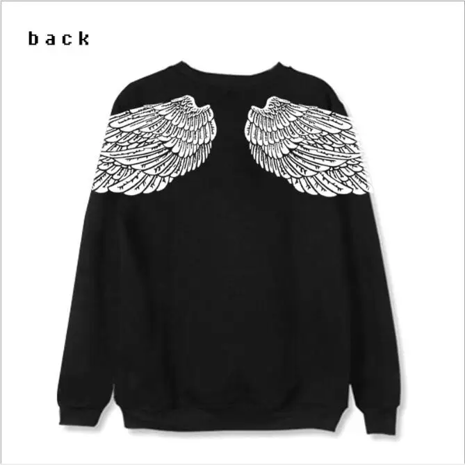 Wings Printed Pullover Long Sleeve Sweatshirt | Женская одежда