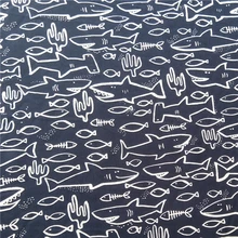 Красивый синий низ с принтом рыбы, хлопок, ткань с принтом рыбы, ткань для шитья, сделай сам, детская одежда, Лоскутная Одежда