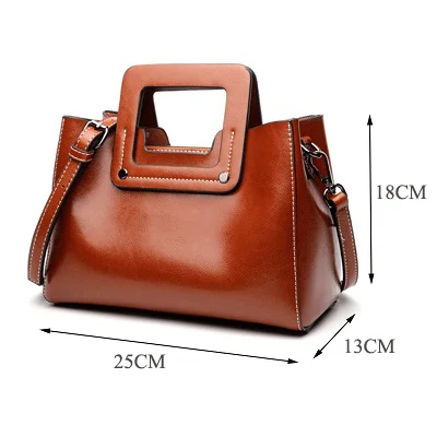 MJ Women Leather Handbag Fashion Oil Wax Leather Tote Bag Female Luxury Shoulder Crossbody Bags Small Woman Messenger Bag (27)