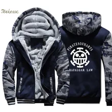 One Piece Hoodie Men Japan Anime Trafalgar Law Sweatshirt Coat 2018 Winter Fleece Harajuku Zipper The Pirate King Luffy Jacket japan anime one piece original banpresto big size collection figure trafalgar law