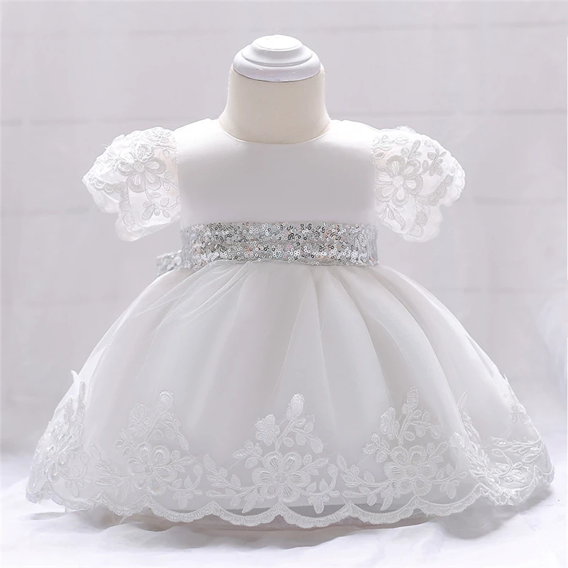 

2018 Newborn Girls White Embroidered Dress Baby Girls Costume New Born Kids Clothing Baby Girl 1st Birthday Infant Baptism Dress
