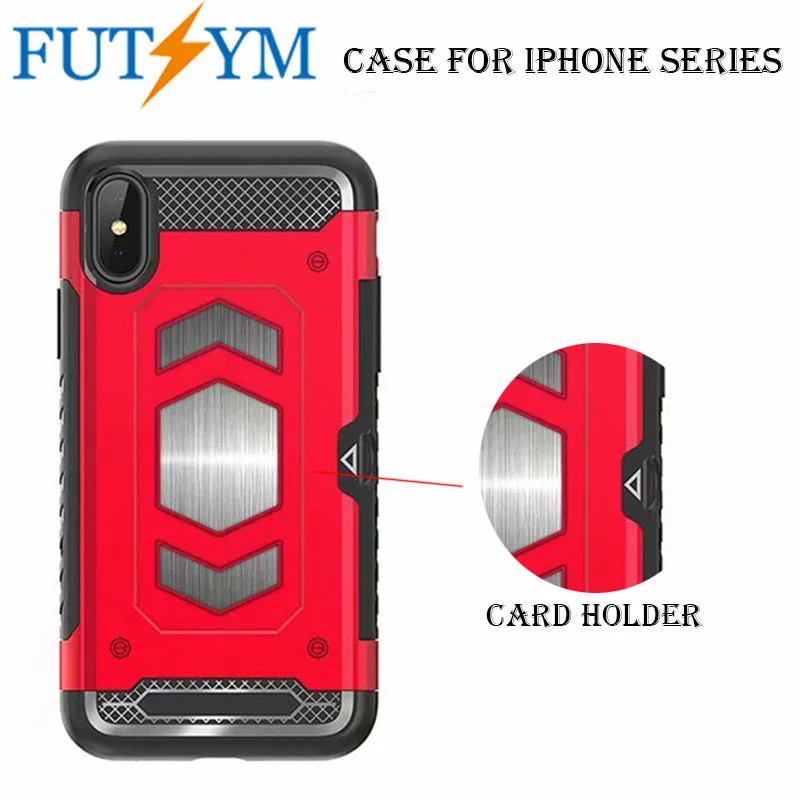 2 In 1 Magnetic Car Mount Armor Case for iPhone X XR XS Max Card Holder 6 6s 7 8 Plus Shockproof Coque Capa |