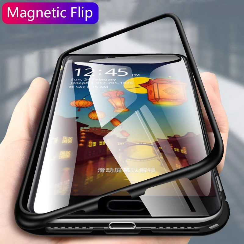 

Magnetic Flip case for Samsung Galaxy C7 Pro C9 Pro A30 A50 M20 M10 Case Clear Glass Back Cover Coque Cas