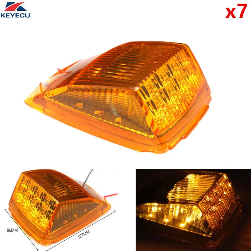 

KEYECU 7 Pack Amber 17LED Roof Running Top Clearance Reflector Lights for Kenworth Peterbilt Freightliner Mack