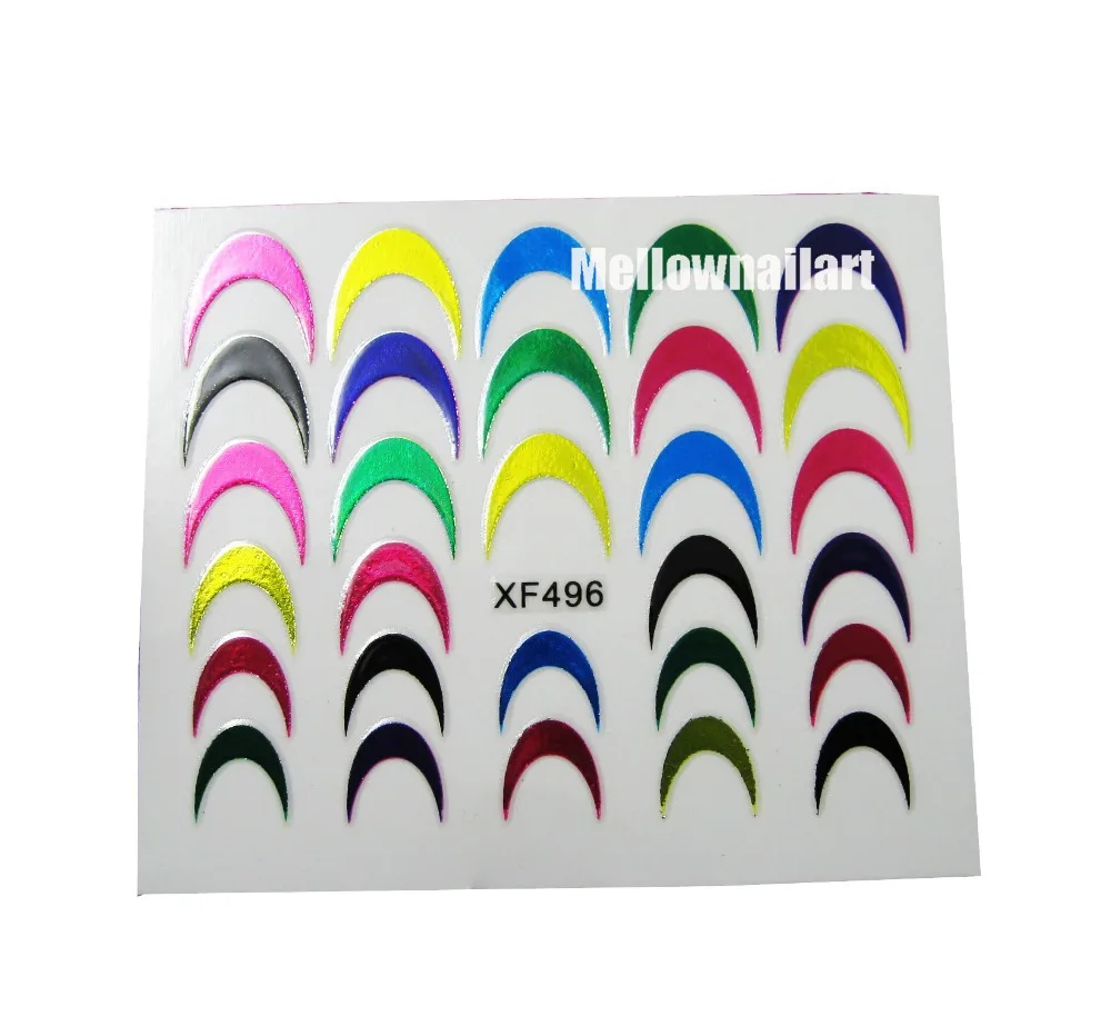 

Trendy 1 Sheet Multicolor Nail Art Sticker French Layers Tips Guide 3D Tool XF496