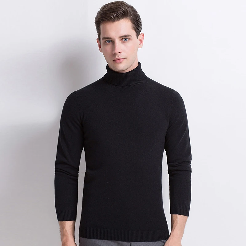 Winter Cashmere Thick Warm Sweater Men Turtleneck Brand Men's Sweater Slim Fit Pullover Men Knitwear Male Double Collar Sweaters