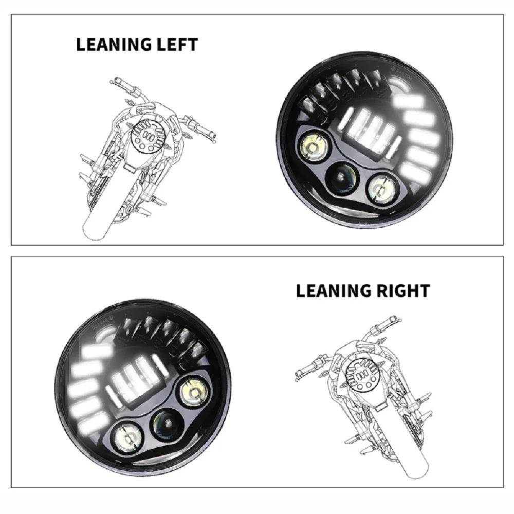 For Harley Yamaha 7 Motorcycle Adaptive Projector Daymaker Headlight LED Light (5)