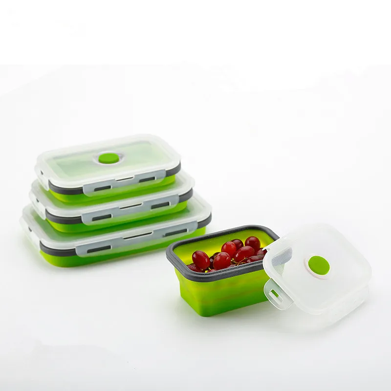 1pc Silicone Foldable Lunch Box Microwavable Expandable Silicone