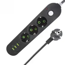 Умная USB Розетка с розеткой, штепсельной вилкой, переключатель перегрузки, защита от перенапряжения с 3/4 розеткой, 3/4 портом, USB зарядное устройство