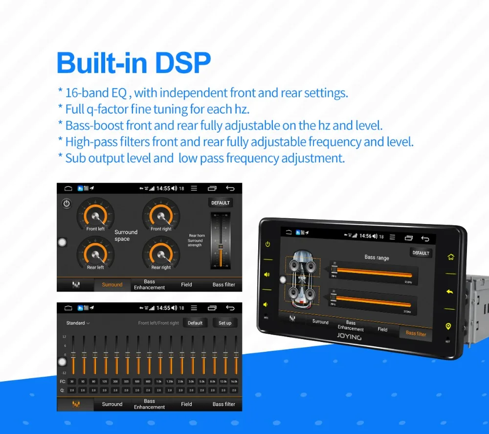 Excellent JOYING one din car radio Android 8.1 4GB Ram 64GB Rom support 3G/4G Octa Core GPS stereo FM AM DSP 6.2 inch universal autoradio 12
