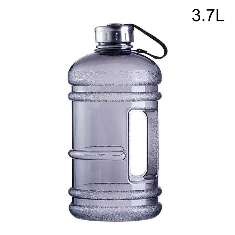 Открытый бутылка воды портативный пластиковый большой емкости бутылка воды чайник с ручкой для пеших прогулок JT-Прямая поставка - Цвет: 3.7L black
