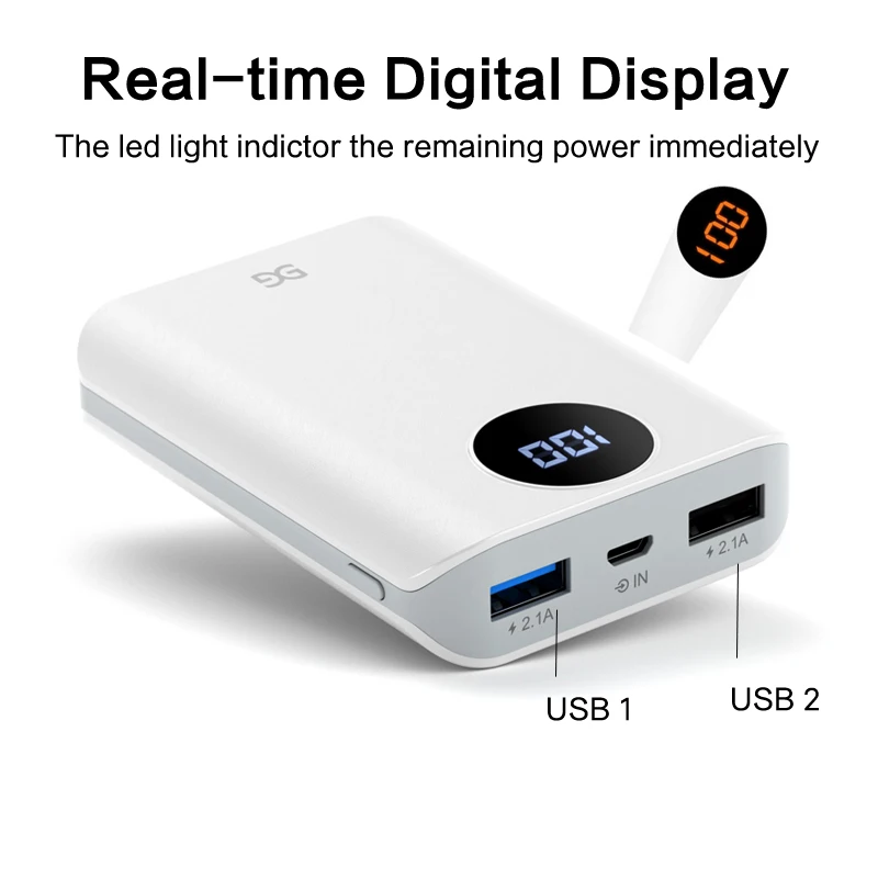 LINGCHEN Mini Power Bank 10000mA Powerbank For iPhone For Xiaomi Portable External Battery For Samsung Huawei Dual Usb Charger