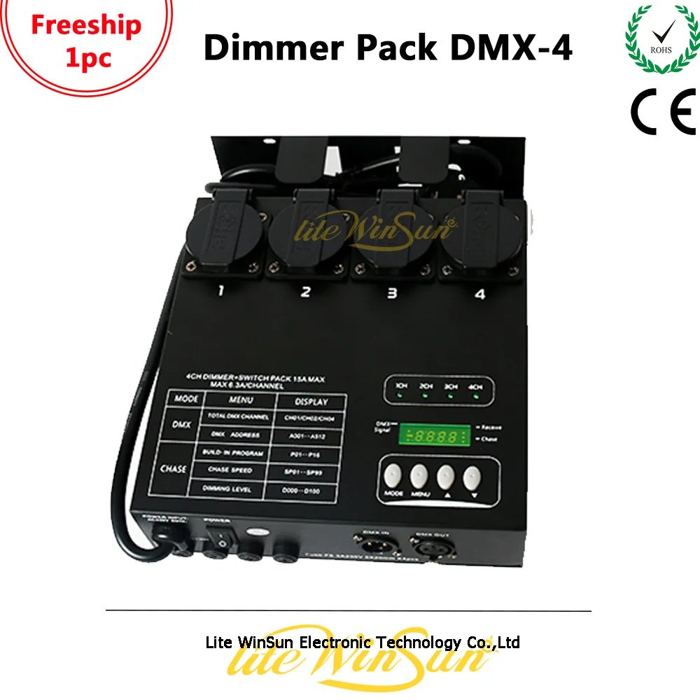 

Litewinsune Free UPS/DHL Dimmer Pack DMX-4 4CH Dimmer Switch Pack 15A Built-in Program USA EU UK Socket