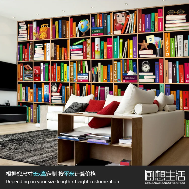 Обоев простой современный книжные полки большой фон обои 3D фрески тв спальня столовая коридор пользовательские обои