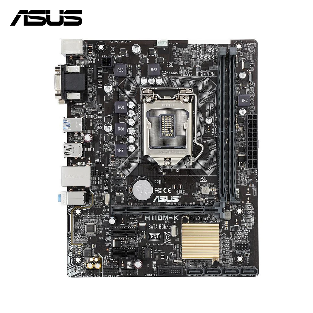 

ASUS H110M-K, DDR4-SDRAM, DIMM, 2133 MHz, Dual, 32 GB, Intel