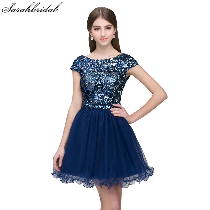 

Sexy Short Homecoming Dresses Sleeveless High Quality Tulle Sequins Party Prom Dresses Vestido De Formatura Curt SLD396