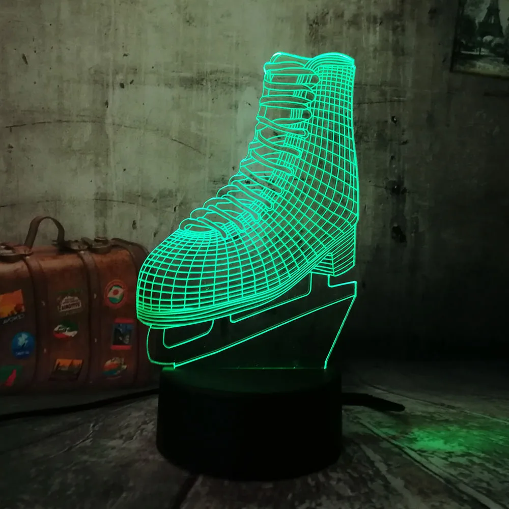 

Sports 3D RGB LED Night Light Ice Skates Multicolor 7 Color Change Table Lamp USB for Child Gift Christmas House Decroration