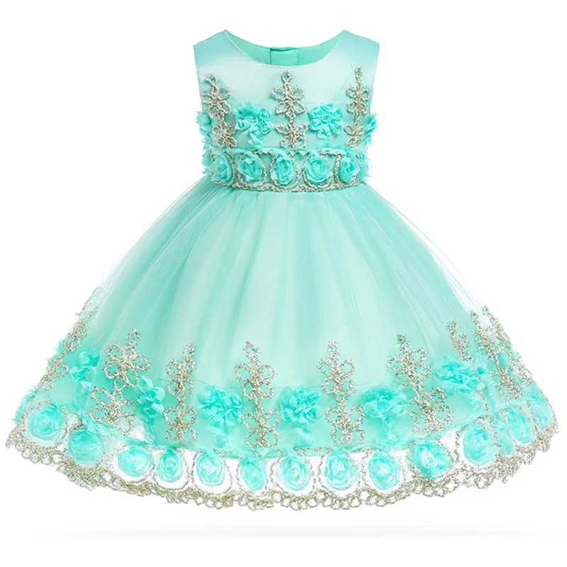 

Hot baby girl dress 2018 new lace flowers 0-2 years baby kids clothes birthday Princess party dress children tutu clothing