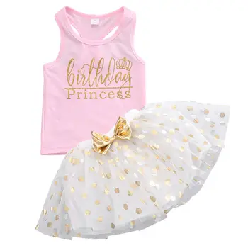 

1-6Y Kids Infant Child Girls Kid Summer Princess Party Sleeveless Top Vest Flower Tutu Skirts 2PCS Clothes