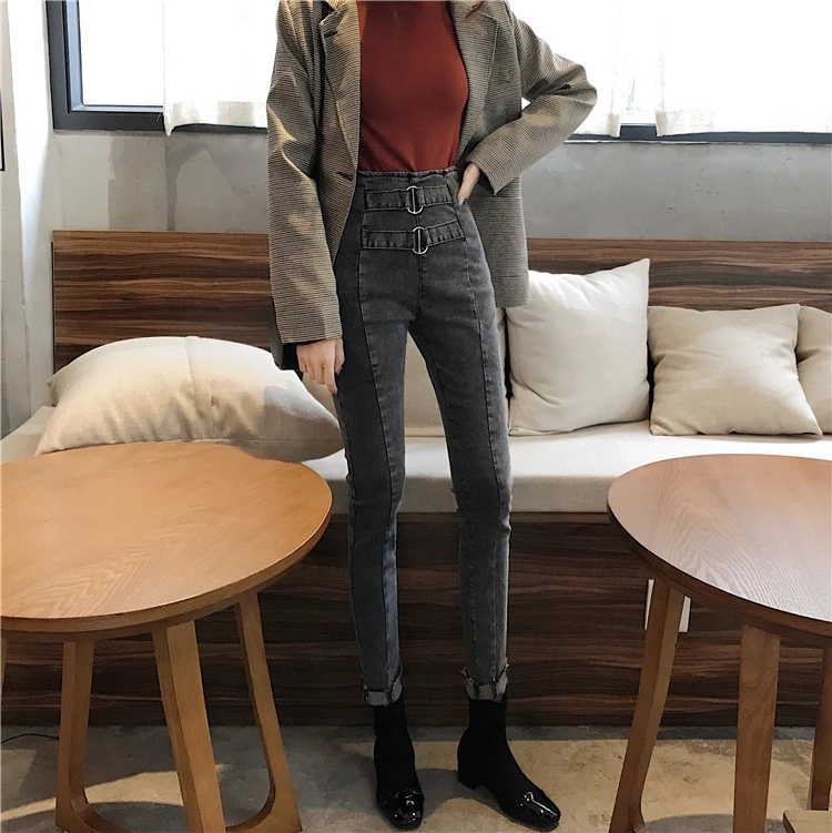 Mazefeng 2018 осень весна Для женщин повседневные джинсы женские Тонкий Тощий Кнопка возможность носить с брюками женские простые джинсы Для