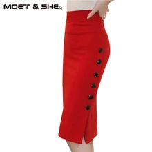 Plus Size New Fashion 2016 Women Slim OL Sexy Open Slit Button Slim Pencil Elegant Ladies