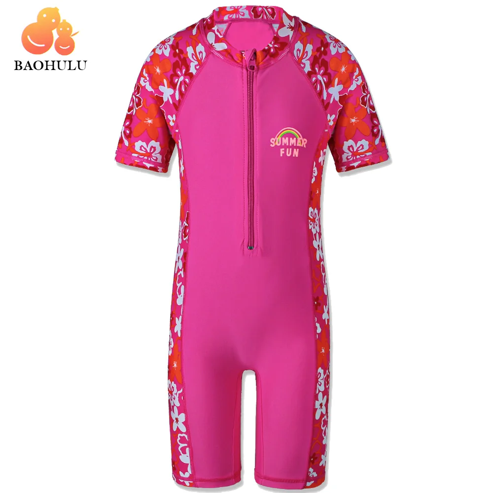 BAOHULU/купальный костюм для маленьких девочек с цветочным рисунком, UV UPF50+ цельный детский купальный костюм для девочек, для От 3 до 12 лет, детский купальный костюм, пляжная одежда